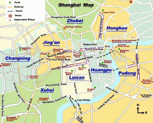 Carte de la ville de Shanghai